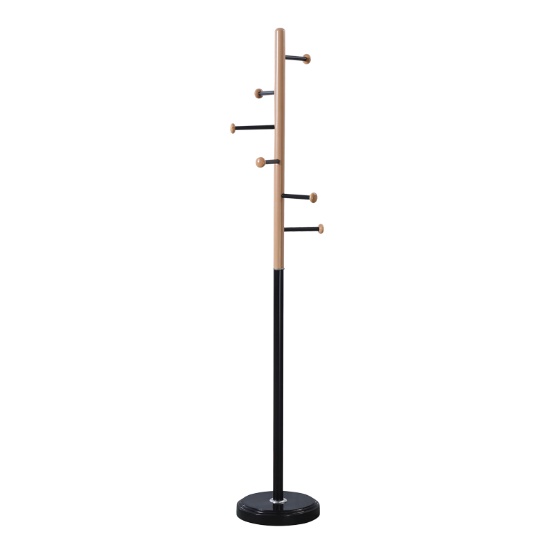 Coat rack Serea metal in black-natural color D30x175cm