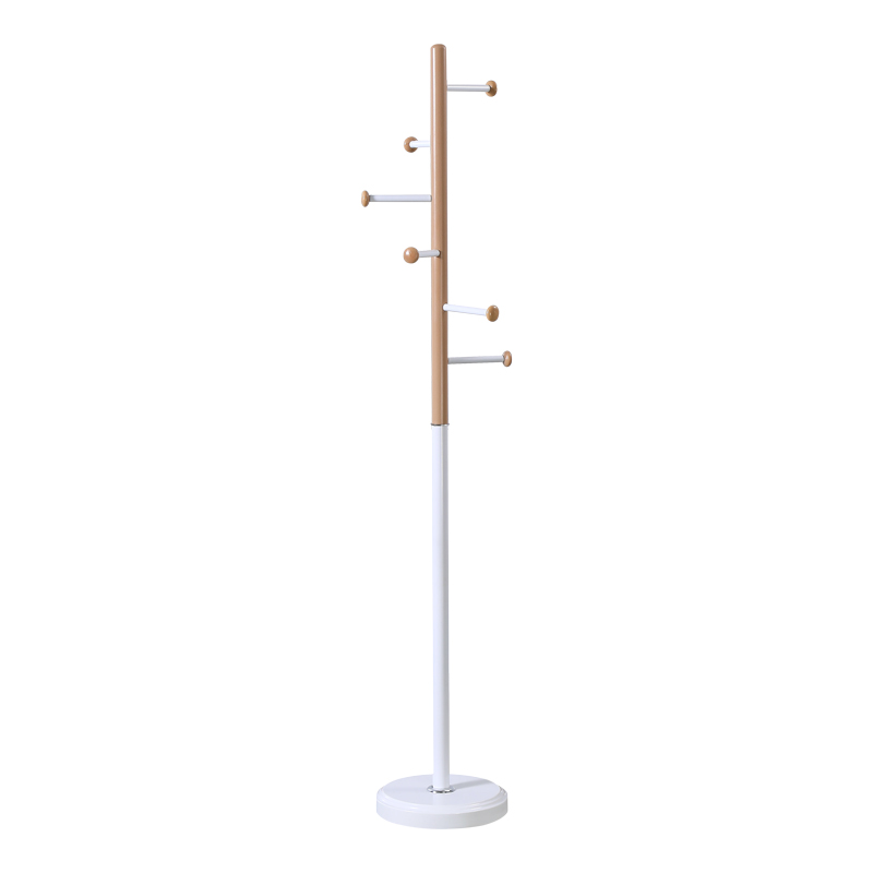 Coat rack Serea metal in white-natural color D30x175cm