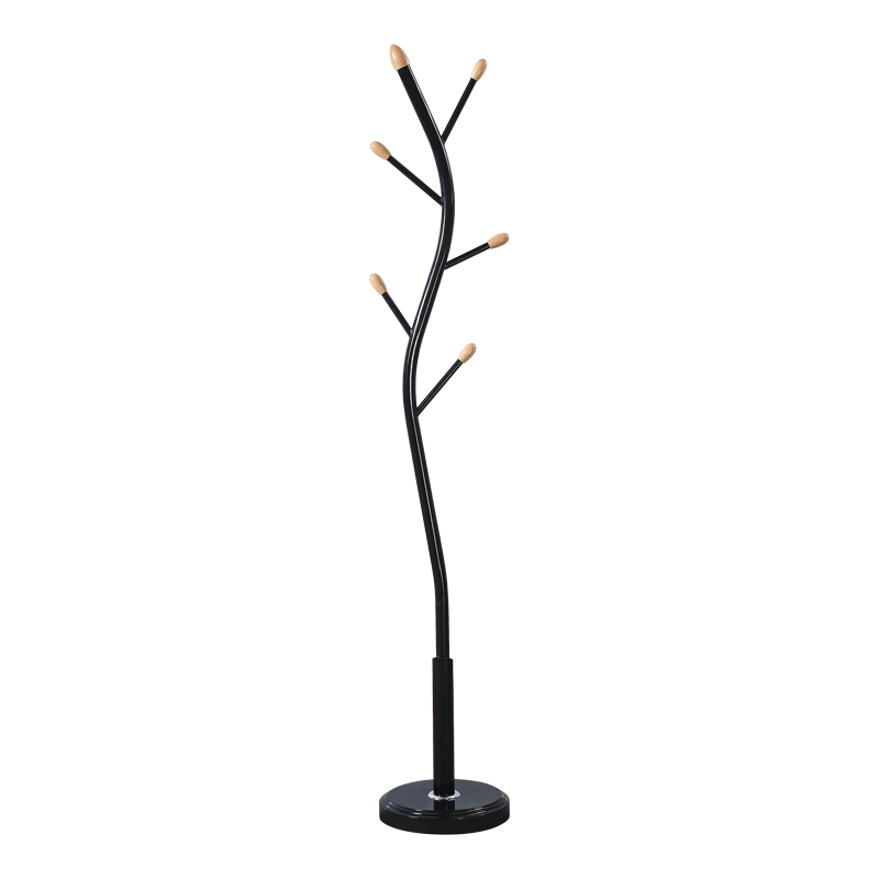 Coat rack Portu metal in black-natural color D30x170cm