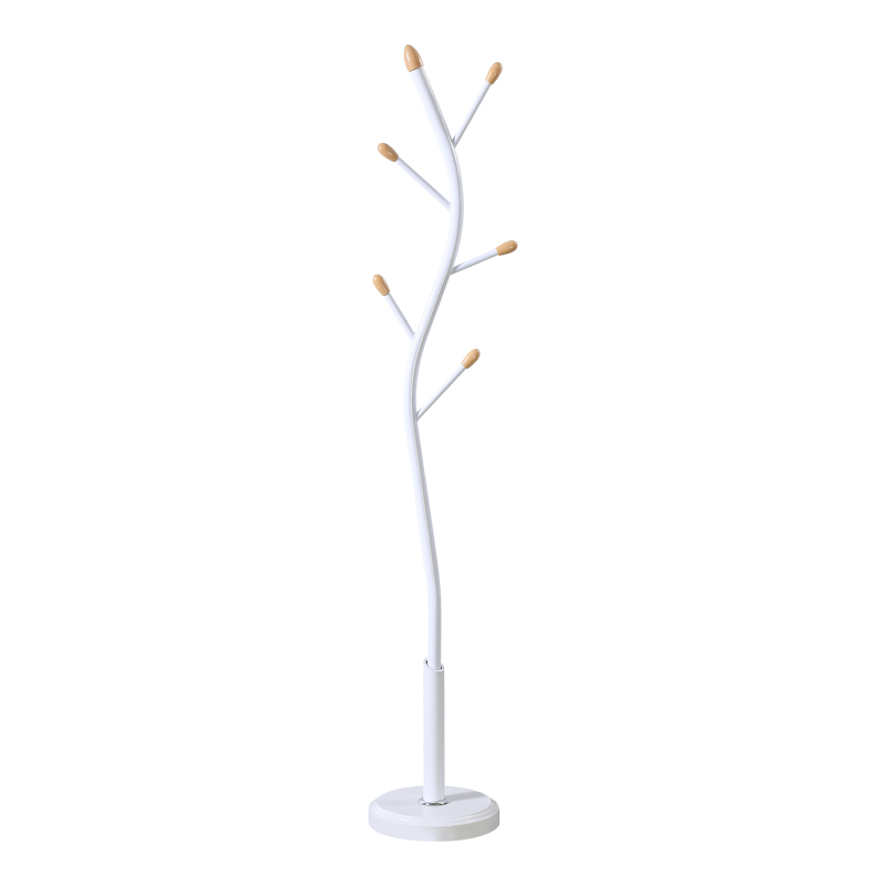Coat rack Portu metal in white-natural color D30x170cm