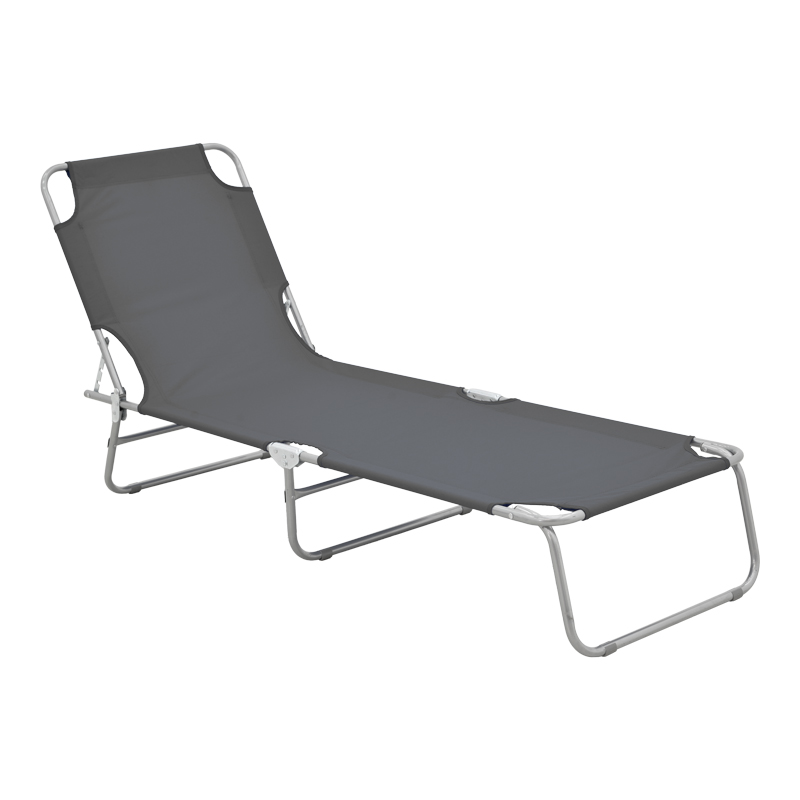 Pasein metal-textilene beach lounger in anthracite shade 55x185x24cm