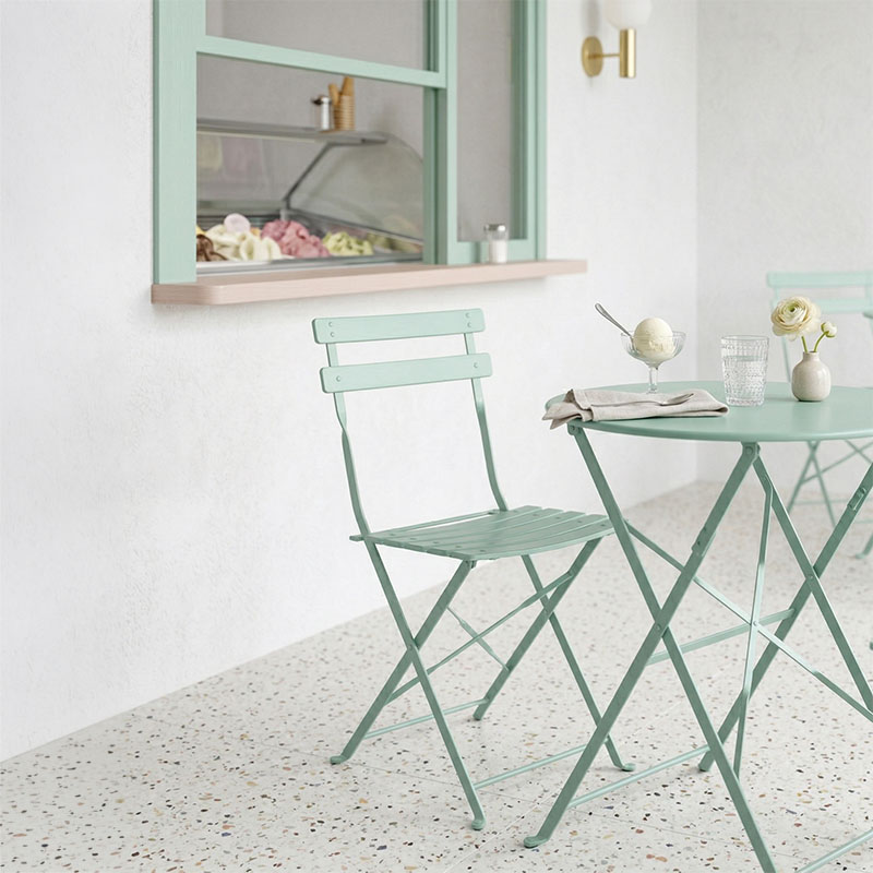 Bistro chair pakoworld metal folding in mint color 42x46x82cm