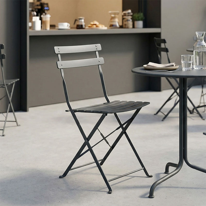 Bistro chair pakoworld metal folding in anthracite color 42x46x82cm