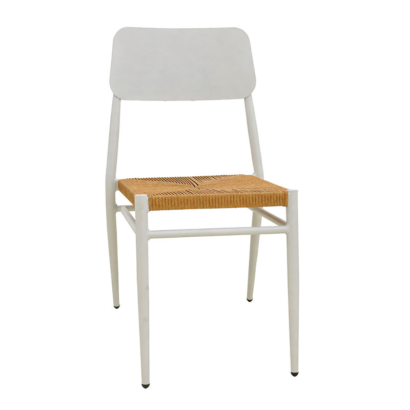 Giardino chair pakoworld stackable aluminum in white -pe rattan in natural shade 45x56x82cm