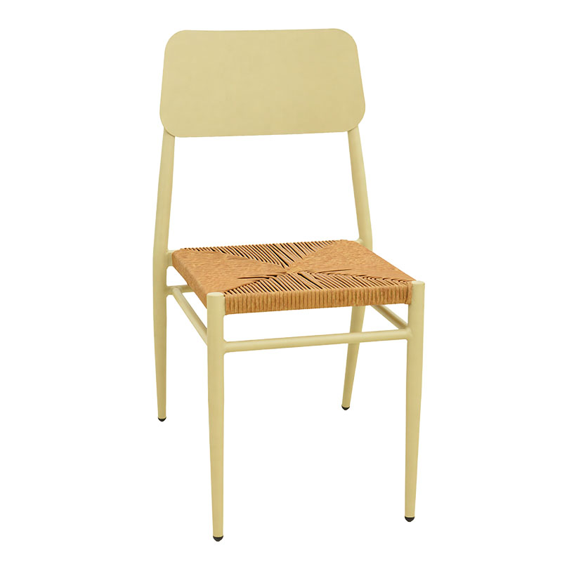 Giardino chair pakoworld stackable aluminum in beige -pe rattan in natural shade 45x56x82cm
