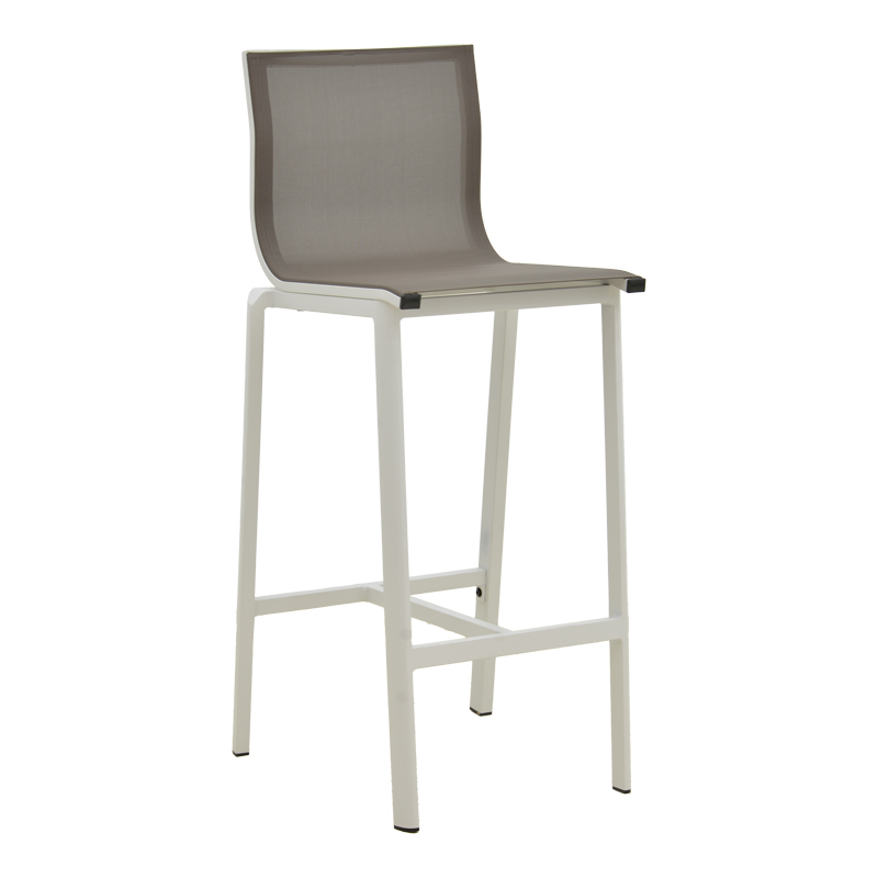 Melina bar stool pakoworld stackable aluminum in white- textline in gray shade 57x52.5x106.5cm
