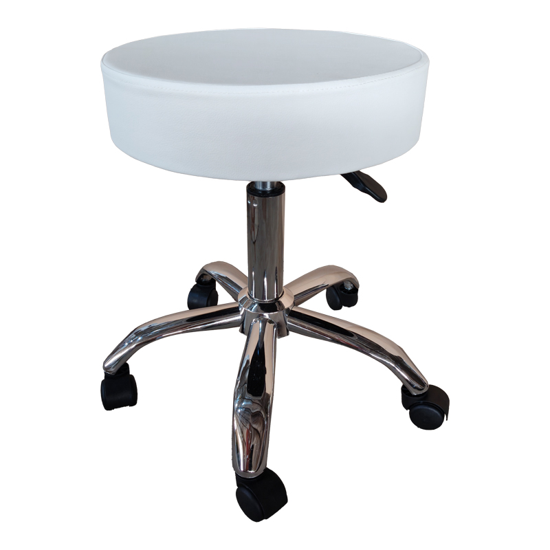 Tebere pu office-work stool on wheels in white shade D35x46-59cm