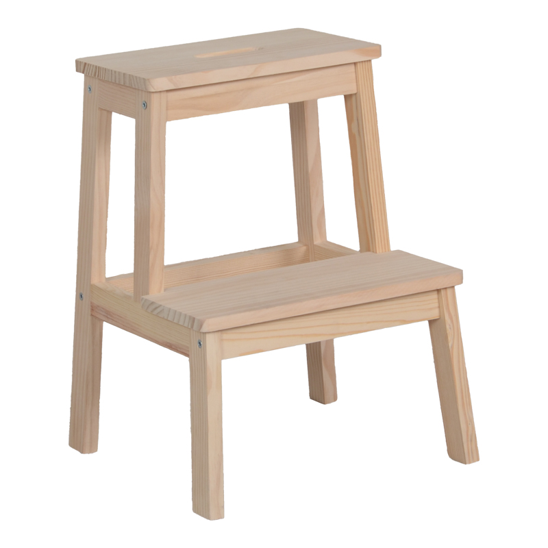 Stepstool Tiere pine wood in natural color 36x36x49cm