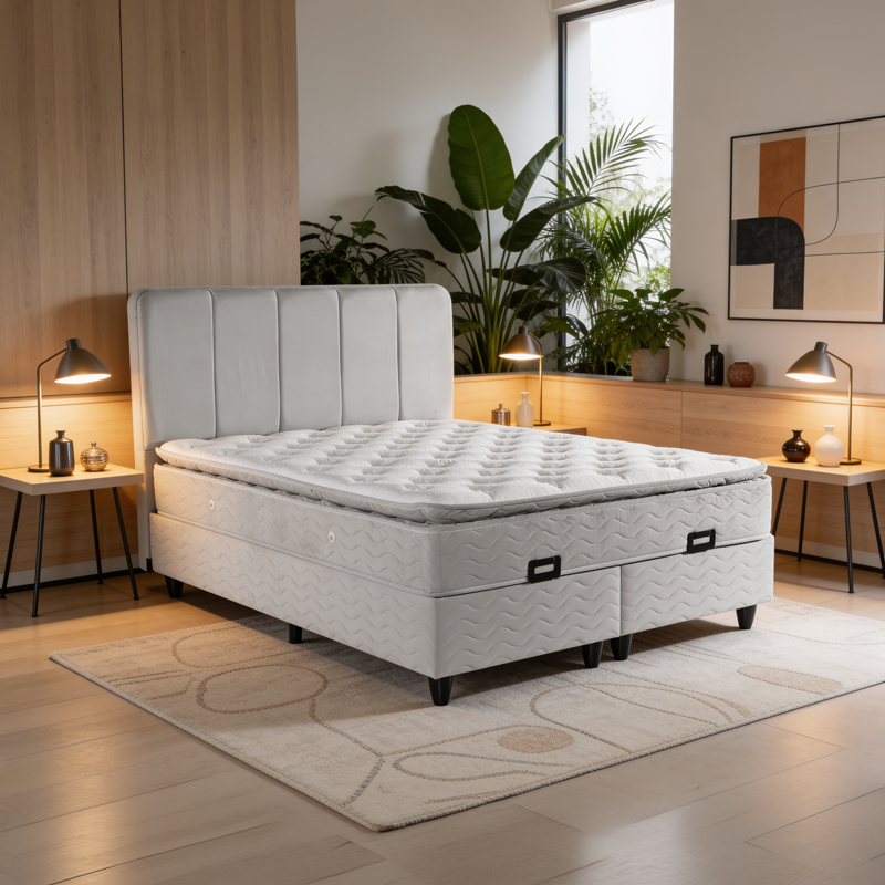 Double bed Lunda pakoworld with storage space grye velvet 160x200cm