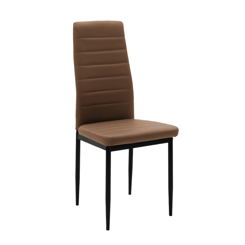 Chair Parker pakoworld cappuccino PU with black metal leg 41x48x96cm