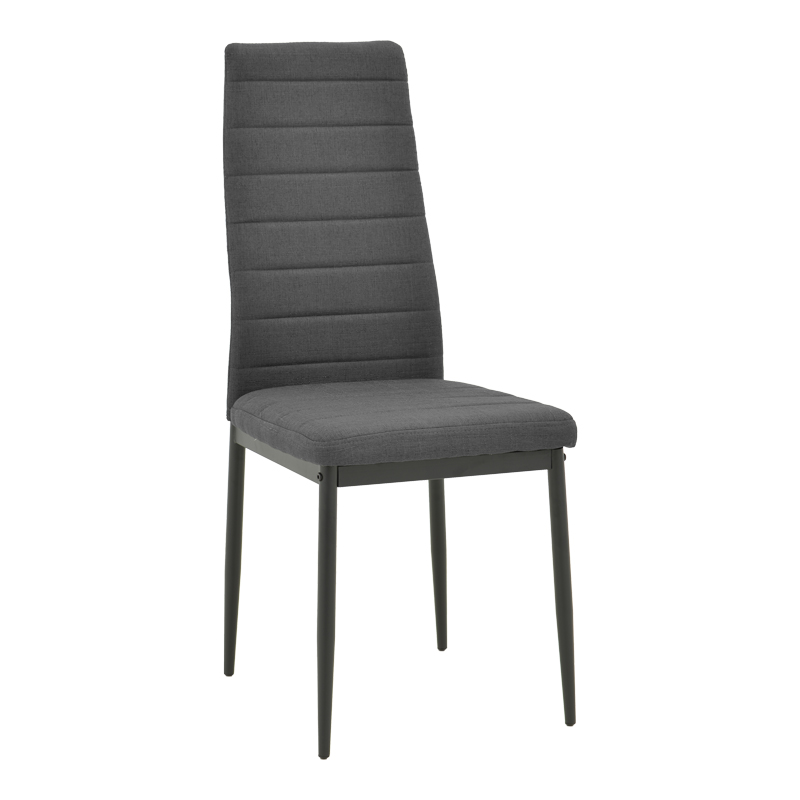 Chair Parker pakoworld anthracite fabric with black metal leg 41x48x96cm