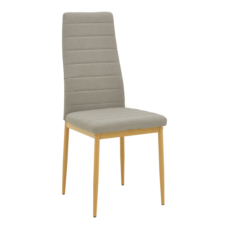 Chair Parker pakoworld beige fabric with natural color metal leg 41x48x96cm